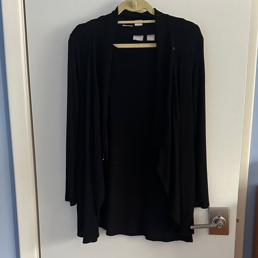 Chico’s Zenergy Sleeveless Waffle Tank and Jacket/Cardigan.